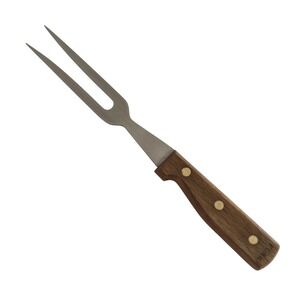 Lifetime Cutlery Old Homestead Stainless Japan Carving‎ Fork Wood Handle Vintage